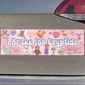 I Brake for Cryptids Car Magnet ~ Car Bumper Sticker ~ Cute Car ~ Retro Car Bumper Sticker ~ Gift for Her  ~ Christmas Gift ~ Cryptid