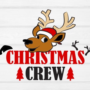 Christmas Crew Svg, Christmas Svg, Reindeer Svg Dxf Eps Png, Holiday Cut Files, Kids Clipart, Family Matching Shirts Svg, Cricut Silhouette