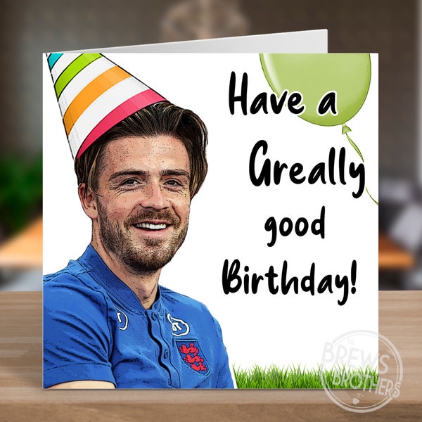 Carte D'anniversaire Personnalisée Jack Grealish Manchester City - Football, Carte à Plier