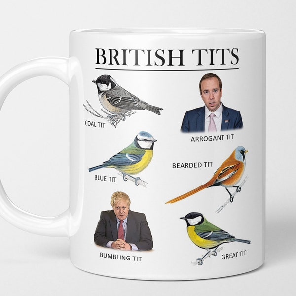 Tits Of Britain Boris Johnson Bumbling Tit Mug | 2023 British Tits Mug Funny Gift Ideas | Funny Office Work Gifts | BB211