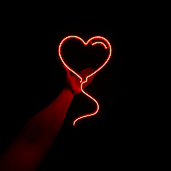 Herz Luftballon Neon für Verliebte, Valentinstag Dekoration für Schlafzimmer, Hochzeit Neon Schild, Design für Paare, Geschenk für Mama oder Freundin