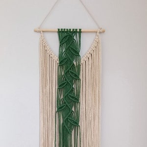 Leaf macrame wall hanging, boho wall art, natural color decor, long macrame