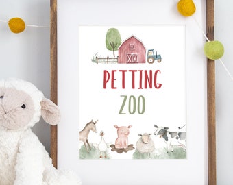 Petting Zoo sign, Farm birthday decorations, Boy party Theme, Farm party printables, Farm first birthday decor, Barnyard bash birthday - 11B