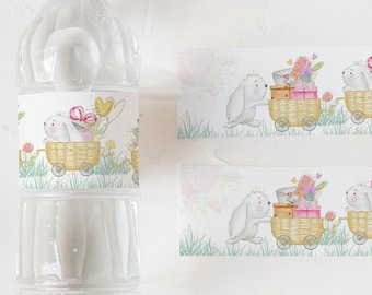 Bunny water labels, Easter Baby shower water bottle labels drive by, Spring  Bunny theme printable labels - 62A2