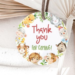 Farm Thank you tags, Farm Thank yo for coming tags, Farm party Decorations, Farm gift tags, Farm Animals Birthday, Farm stickers labels  11D