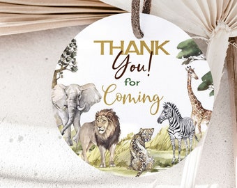 Safari Thank you tags, Thank you for coming tags, Safari party Decorations, Safari gift tags, Jungle round 2"x2" Tags, DIGITAL DOWNLOAD -35I