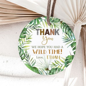 Editable Safari Thank You tags, safari Birthday Decorations, Jungle Party Labels, Safari Round Tags, Safari Stickers Labels - 35H