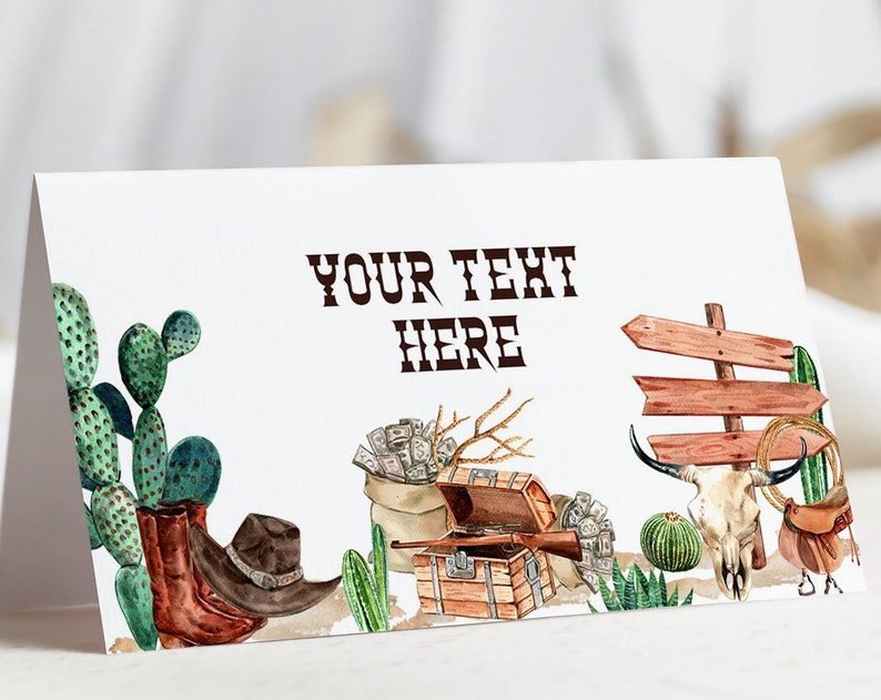 Rodeo place cards Cowboy place cards Rodeo baby shower decor Cowboy Food Labels Saddle up Wild west party Dessert table tent