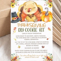 Fall DIY Cookie Kit Instructions Card: Thanksgiving Cookie Decorating ...