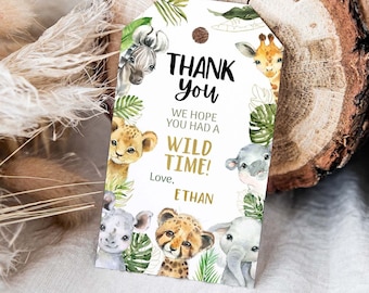 Editable Safari Animals thank you tags, Safari Party Printable, Safari favor Tags, Jungle Birthday Decorations, Jungle Party Labels - 35A