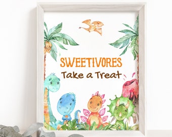 Sweetivores Dinosaur Birthday sign, Dinosaur party decor, Food table sign, Dino Birthday, Boy baby shower decoration, Instant Download - 08A