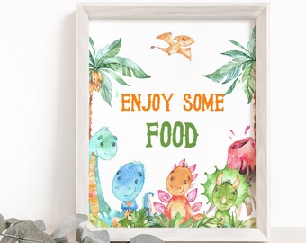 Dinosaur Food Table sign, Dinosaur party decor, Dinosaur table sign, Dino Birthday, Boy baby shower decoration, Instant Download - 08A