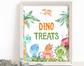 Dino Treats Table sign, Dinosaur party decor, Treat table sign, Dino Birthday, Boy baby shower decoration, Dino Snacks, Instant Download 08A