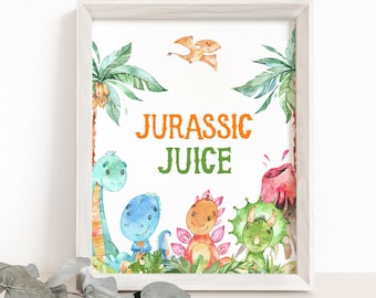 Jurassic Juice Birthday sign, Dinosaur party decor, Dinosaur table sign, Dino Birthday, Boy baby shower decoration, Instant Download - 08A