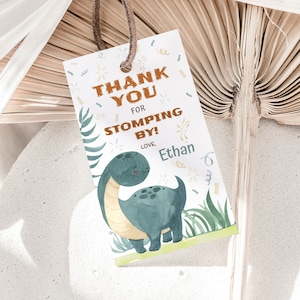 Dinosaur Thank You Tags, Editable Dinosaur favor Tags, Dinosaur Birthday Decorations, Dino Party Printable Labels, Dinosaur Gifts Tags - 08B