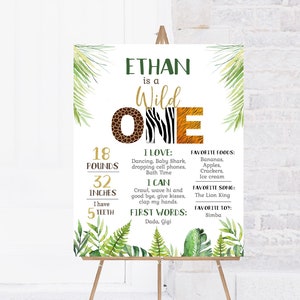 Safari Milestone Poster, Wild One milestone board, Safari 1st birthday decorations, Jungle first birthday sign, Animal Print sign - 35H