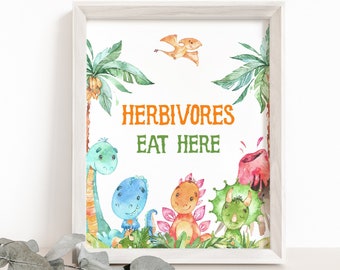 Herbivores Dinosaur Birthday sign, Dinosaur party decor, Food table sign, Dino Birthday, Boy baby shower decoration, Instant Download - 08A