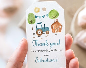 Tractor Thank you tags, Farm Thank You Tags, Barnyard Baby Shower Decorations, Farm Birthday party, Printable Label, Birthday Gift Tags  11F