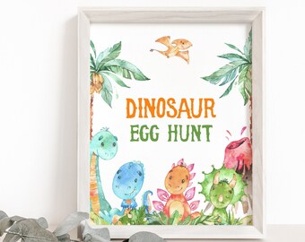 Dino Egg Hunt sign, Dinosaur party decor, Dino Treat sign, Dino Birthday, Boy baby shower decoration, Dinosaur Sign, Instant Download - 08A