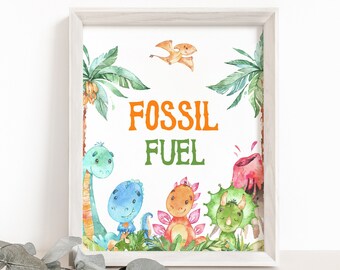 Fossil Fuel Birthday sign, Dinosaur party decor, Dinosaur table sign, Dino Birthday, Boy baby shower decoration, Instant Download - 08A