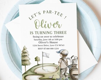 Boy Golf birthday invitation, Golf birthday party Invite, EDITABLE Par-Tee  Birthday Invitation, Boy Golfing theme party Invitation - 121B