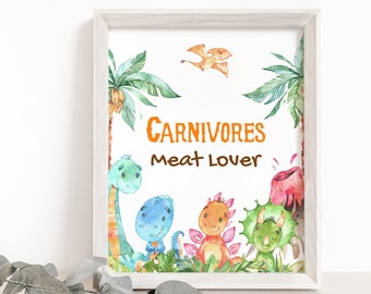 Carnivores Dinosaur Birthday sign, Dinosaur party decor, Food table sign, Dino Birthday, Boy baby shower decoration, Instant Download - 08A