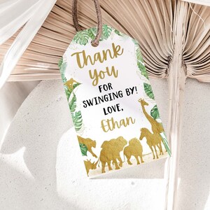 Editable Safari Party Printable, Safari favor Tags, Jungle Birthday Decorations, Safari gold Thank you Tags, Jungle Party Labels - 35k