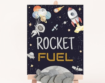 Rocket Fuel sign, Space Party Sign, Outer Space Birthday, Planets Table Sign, Astronaut Party, Drinks Birthday Sign, Instant Download - 39C