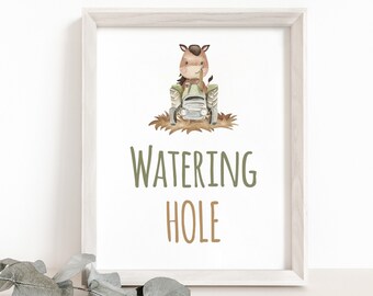 Watering Hole sign, Farm party sign, Drinks table signs, Farm birthday decorations, Farm baby shower, Barnyard bash printables, Tractor  11E