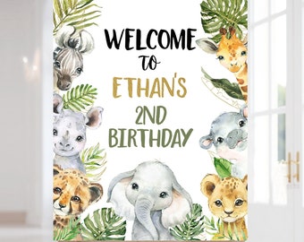 Safari Welcome Sign, Instant download, Jungle birthday Welcome, Safari birthday party decor, Jungle party printables, Safari Animals - 35A