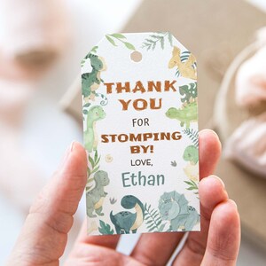 Editable Dinosaur Thank You Tags, Dinosaur favor Tags, Dinosaur Birthday Decorations, Dino Party Printable Labels, Dinosaur Gifts Tags - 08B
