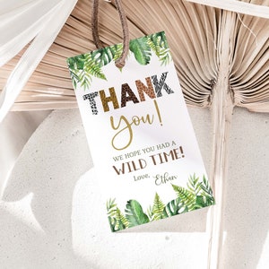 Editable Animal print thank you tags, Safari Party Printable, Safari favor Tags, Jungle Birthday Decorations, Jungle Party Labels - 35H