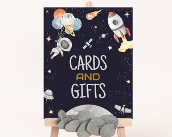 Cards and Gifts sign, Galaxy party decor, Gifts table sign, Outer Space Birthday, Planets Table Sign, Astronaut Party, Instant Download- 39C