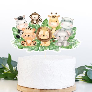 Safari cake topper, Safari Centerpiece, Jungle animals theme birthday party table decor, Safari Baby shower, Safari birthday decor - 35E