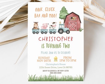 Barnyard bash birthday invitation, Farm animals party invitations, EDITABLE Farm birthday Invite, Boy birthday party printables - 11i