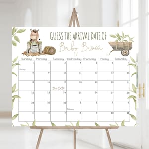 Horse Due Date Calendar, Instant Download, Farm baby shower game for a Boy, Guess baby arrival, Farm baby shower printable - 11E