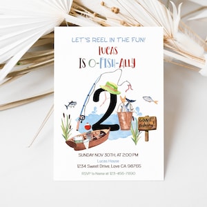 EDITABLE O fish ally Two birthday invitation, Fishing second birthday party invite, Fishing party printables, Gone fishing party - 97A