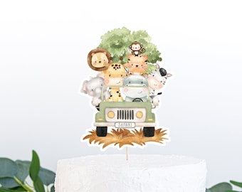 Safari cake topper, Safari Centerpiece, Jungle animals theme birthday party table decor, Safari animals baby shower decorations - 35E
