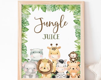 Jungle Juice Sign, Safari table signs, Safari birthday decorations, Jungle theme, Safari Animals Baby shower printables boy - 35E