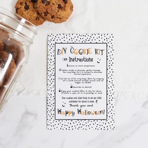Halloween DIY Cookie Kit Instructions printable card, Flat 3.5&quot;x5&quot; card, Cookie packaging Tag, Halloween Cookie Card, Instant Download - 115