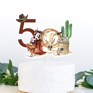 Gâteau rodéo 5e anniversaire, pièce maîtresse de cow-boy, décoration de table de fête du Far West, décoration de cinquième anniversaire de cow-boy, anniversaire à cheval - 34A
