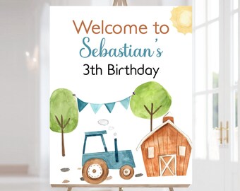 Tractor Welcome sign, Farm Welcome Sign, Barndyard bash party, farm birthday decorations, Boy birthday party, Tractor party printables - 11F