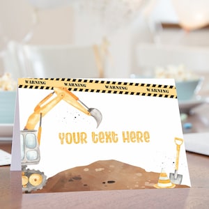 Construction Place Cards, Construction birthday decorations, Construction Food Tent Card, Excavator Birthday , Construction Sign - 07A