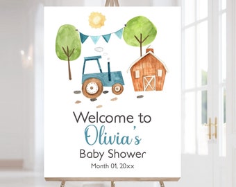 Farm baby shower welcome sign, It's a boy tractor baby shower decorations, Farm baby shower, Tractor welcome sign, tractor farm sign - 11F