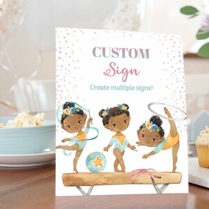 Gymnastic Custom Sign, Editable Gymnastic Table Sign, Instant download, Gymnastic birthday Party Decorations, Gymnastic Birthday Decor - 99A