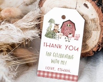 Farm favor tag, Farm Thank you Tags, Farm Animals Birthday boy decorations, Barnyard theme Party Labels, Farm party printables  - 11i