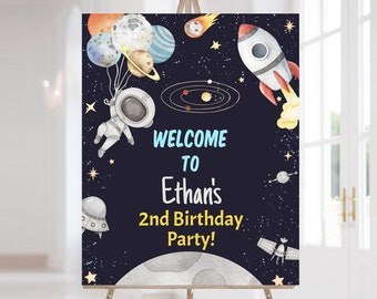 Space Welcome Sign, Instant download, Outer Space birthday decorations, Boy birthday party decor, Astronaut party printables - 39C