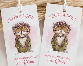 Bearbeitbar Sie sind ein Hoot, Druckbare Eule Valentinstag Geschenkanhänger, Instant Download - 119