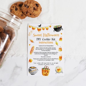 Halloween DIY Cookie Kit Instructions printable card, Flat 3.5&quot;x5&quot; card, Cookie packaging Tag, Halloween Cookie Card, Instant Download - 115