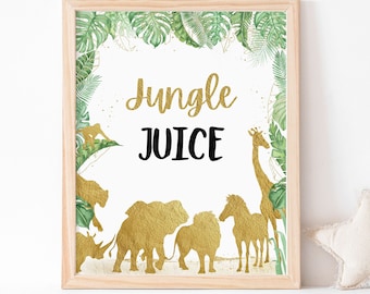 Jungle juice Birthday sign, Safari table sign, Gold safari animals birthday decoration, Safari birthday, Jungle baby shower, Zoo party - 35K